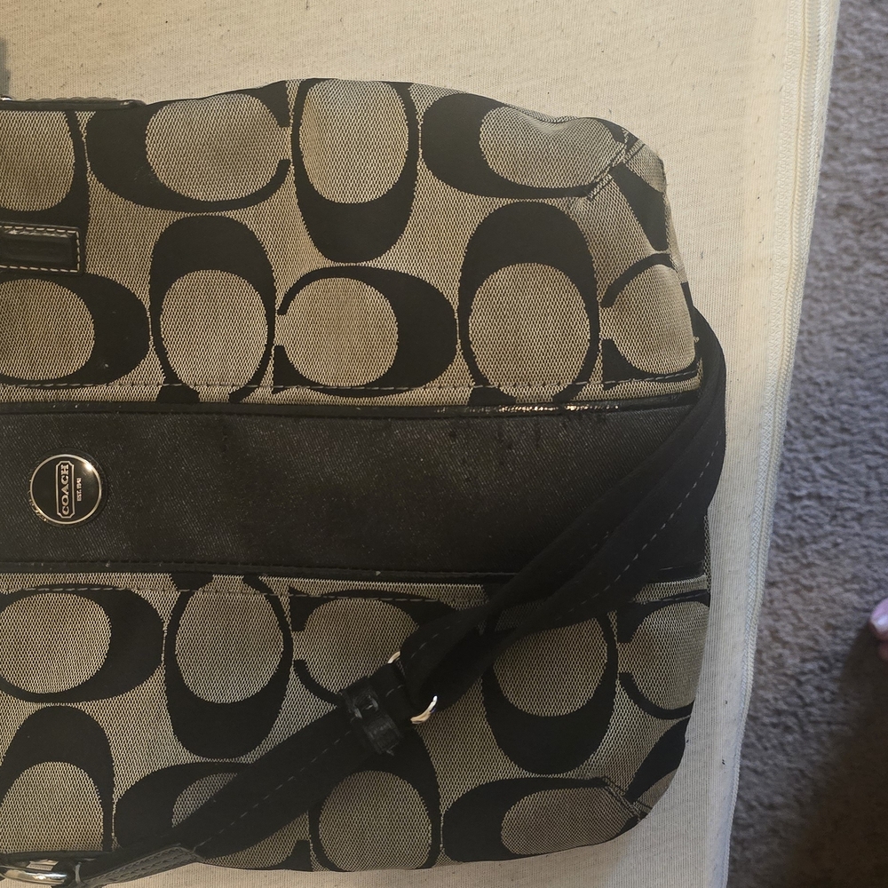 Vintage Coach Black and Tan Crossbody Bag